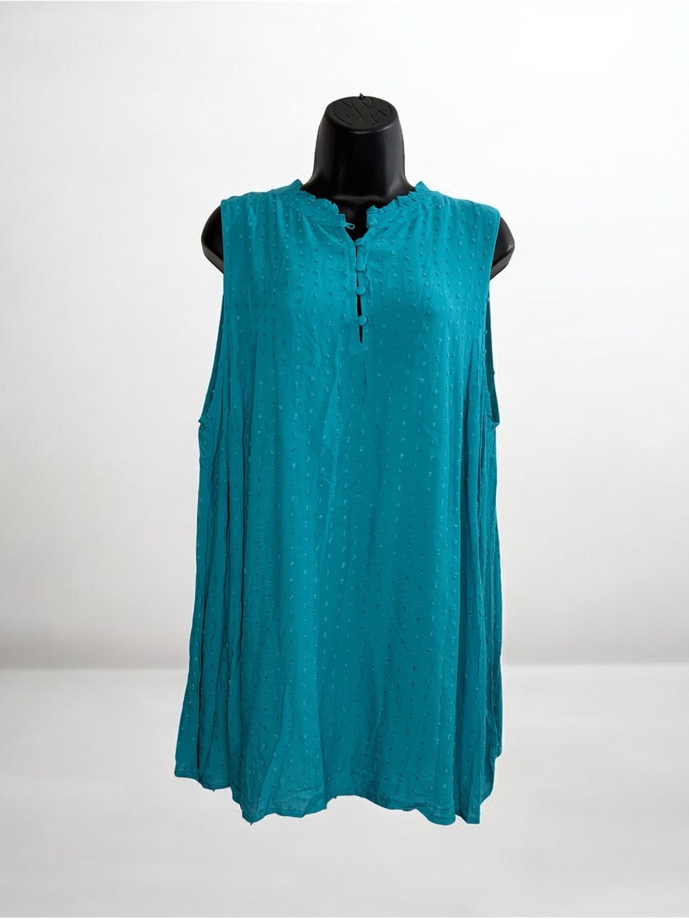 Torrid Teal Blue Swiss Dot Sleeveless Top 1X